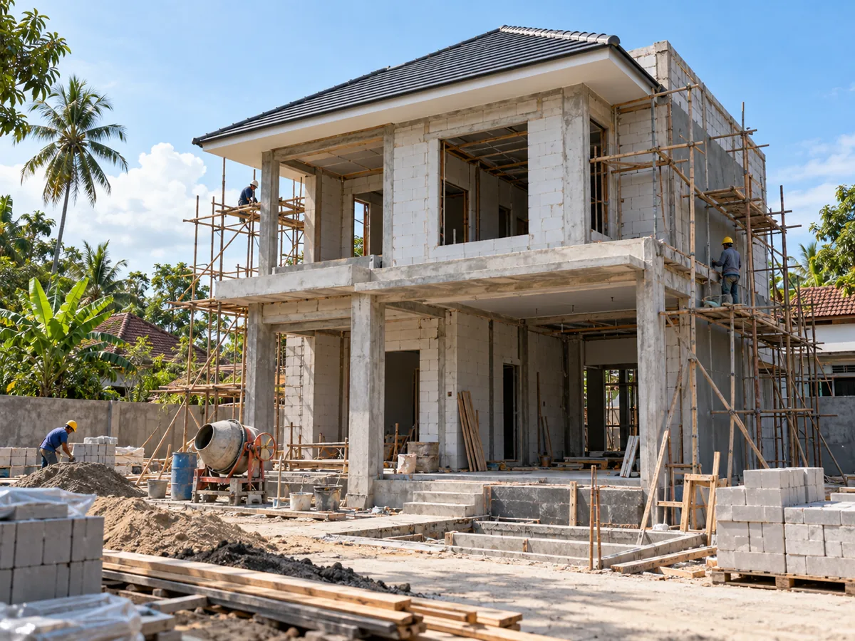 Illustrative residential home construction in Indonesia