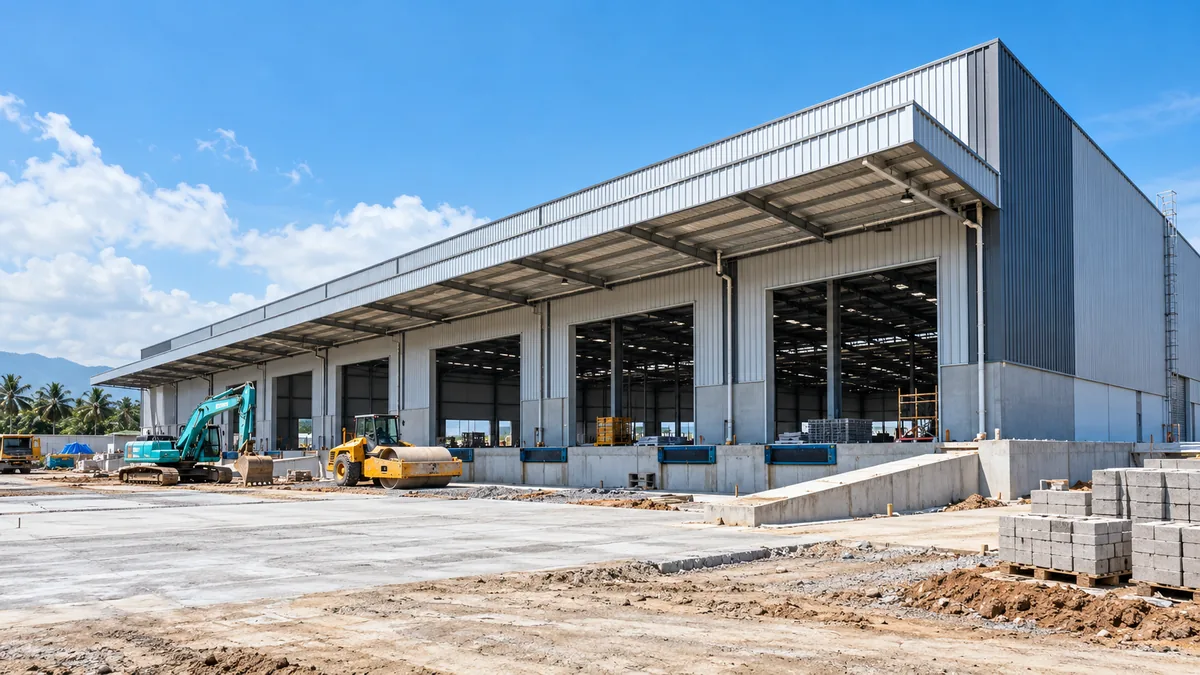 Illustrative warehouse and commercial building construction