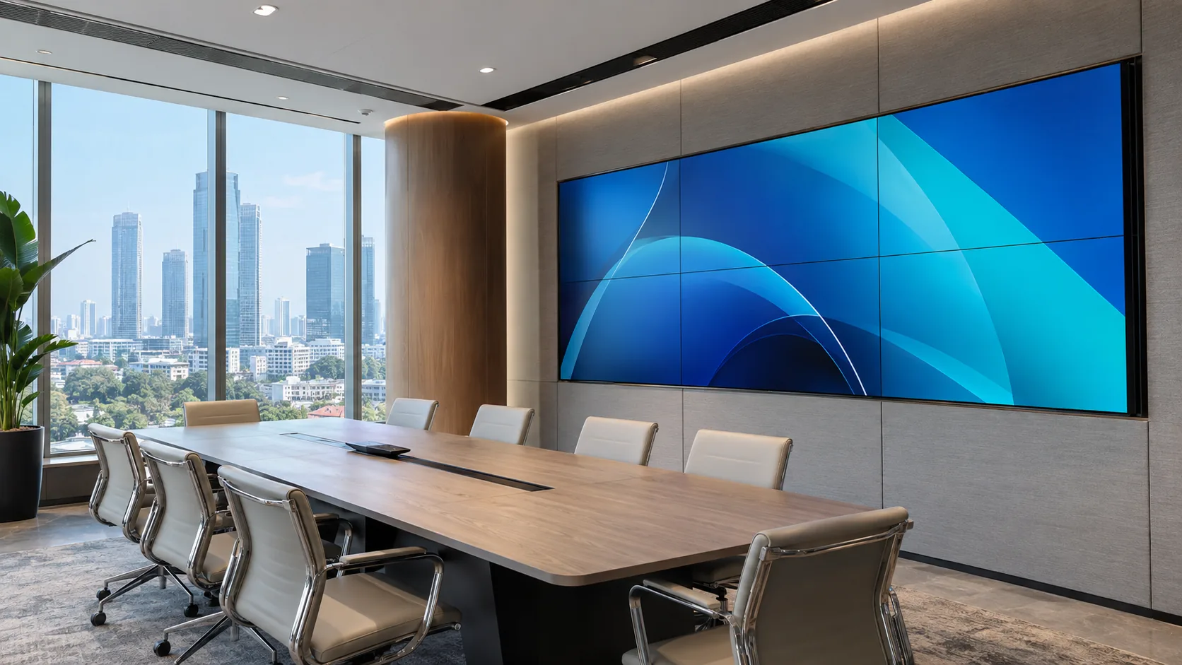 Illustration of an LED video wall in a commercial space for digital display